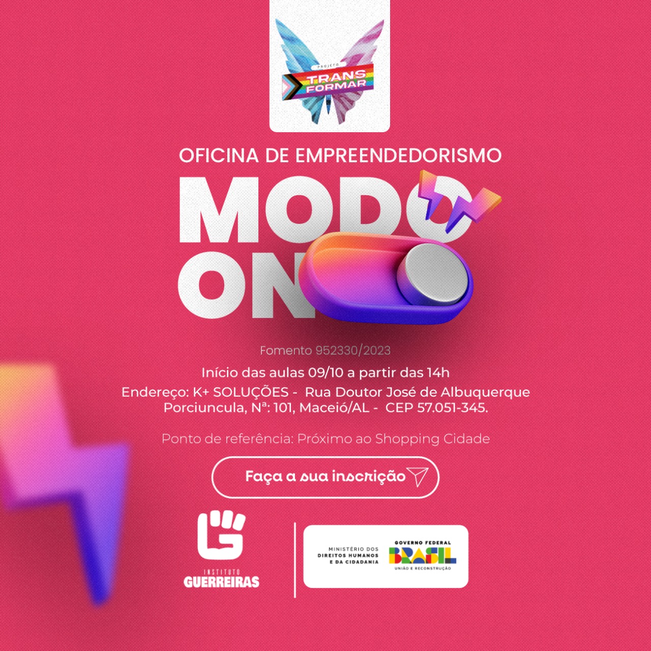 Oficina gratuita oferece vagas para público LGBTQIA+ em Maceió
