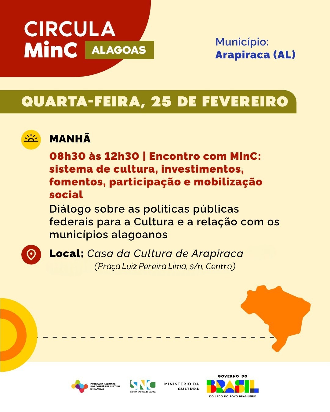 TÉCNICOS DO MINISTÉRIO DA CULTURA E IPHAN REALIZAM FORMAÇÃO PARA AGENTES CULTURAIS NA CASA DA CULTURA NESTA QUARTA-FEIRA (25)