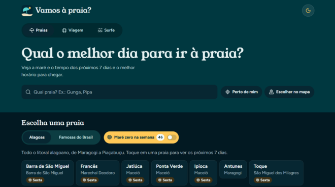 Alagoano cria site que aponta o melhor dia e hora para ir à praia